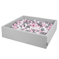 Kvadratinis putplasčio baseinas KiddyMoon su kamuoliukais, pilka, 120x30 cm kaina ir informacija | Žaislai kūdikiams | pigu.lt
