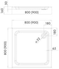 Dušo padėklo Vento Tivoli 90X90x16 kaina ir informacija | Dušo padėklai | pigu.lt