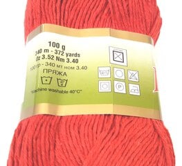 Mezgimo siūlai Lanoso Natural Cotton; spalva raudona 956L kaina ir informacija | Mezgimui | pigu.lt