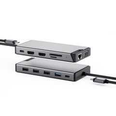 ALOGIC Dual USB-C Super Hub 10-in-1-hub Dual HDMI 4K@60Hz, pilkos spalvos kaina ir informacija | Adapteriai, USB šakotuvai | pigu.lt