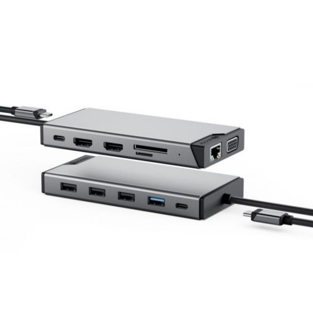 ALOGIC Dual USB-C Super Hub 10-in-1-hub Dual HDMI 4K@60Hz, pilkos spalvos kaina ir informacija | Adapteriai, USB šakotuvai | pigu.lt