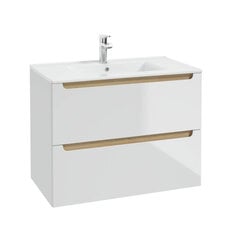 Шкафчик для ванной STILLA Deftrans с мойкой Plan 80 см. белый+дуб цена и информация | Шкафчики для ванной | pigu.lt