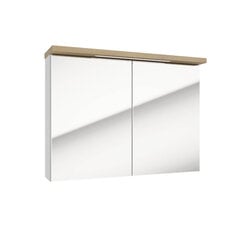Зеркальный шкафчик Stilla Deftrans 80cm белый + дуб с подсветкой цена и информация | Шкафчики для ванной | pigu.lt