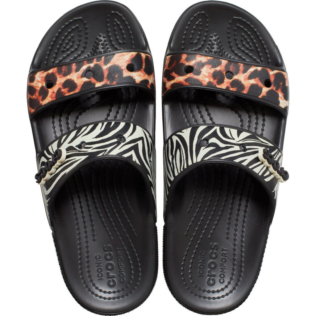 Šlepetės moterims Crocs™ Classic Animal Remix Sandal 181624, juodos цена и информация | Šlepetės moterims | pigu.lt