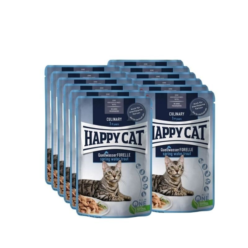 Happy Cat katėms su upėtakiu Culinary, 12x85 g цена и информация | Konservai katėms | pigu.lt