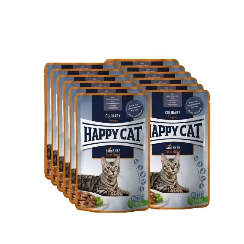 Happy Cat guliašas katėms su antiena Culinary, 12x85 g цена и информация | Konservai katėms | pigu.lt