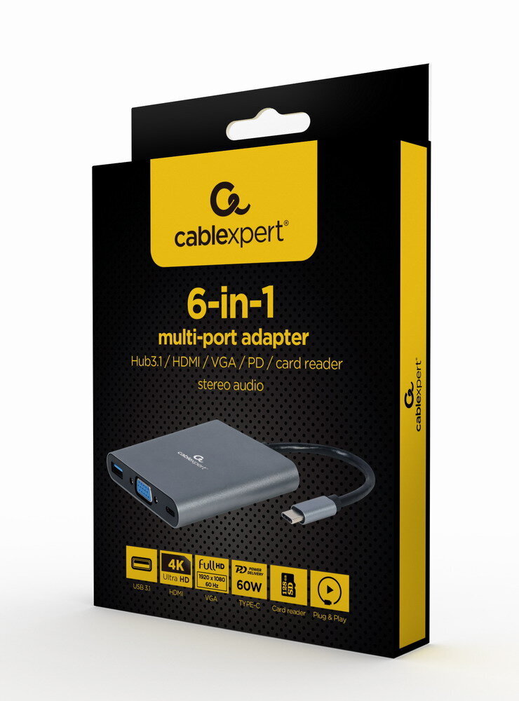 GEMBIRD A-CM-COMBO6-01 цена и информация | Adapteriai, USB šakotuvai | pigu.lt