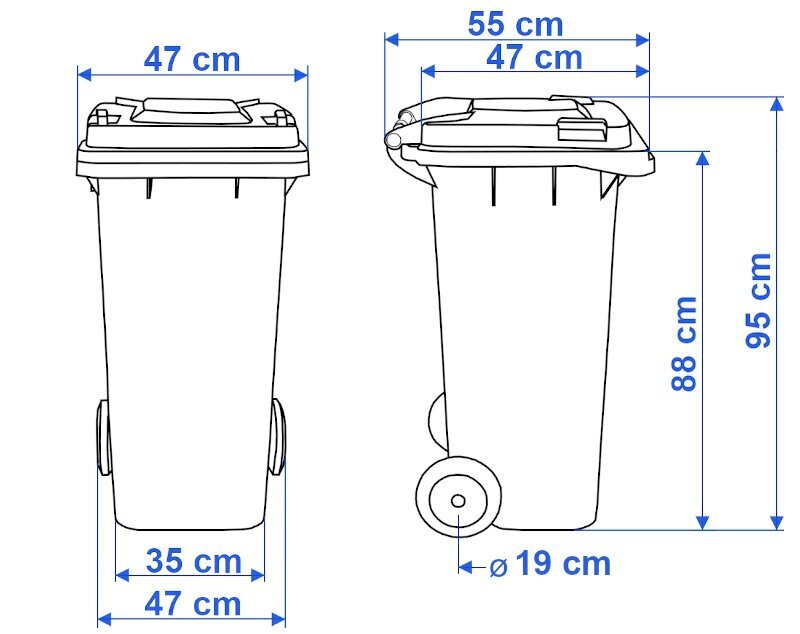 120L atliekų konteineris, rudas kaina ir informacija | Šiukšliadėžės | pigu.lt