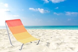 Sulankstomas turistinis paplūdimio šezlongas Olek – su oranžinėmis juostelėmis kaina ir informacija | Gultai | pigu.lt