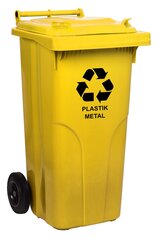 Контейнер для мусора 120 л, желтый цена и информация | Мусорные баки | pigu.lt