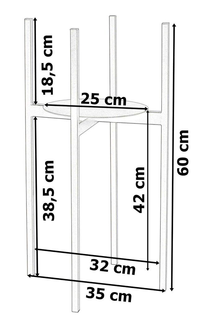 Augalų stovas juodas Torre 60 cm kaina ir informacija | Gėlių stovai, vazonų laikikliai | pigu.lt