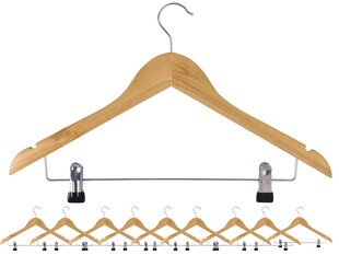 Универсальная деревянная вешалка с клипсами, набор из 10 шт. цена и информация | Вешалки и мешки для одежды | pigu.lt