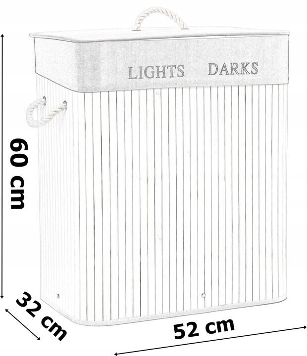 Bambuko skalbinių krepšelis, 100 l kaina ir informacija | Vonios kambario aksesuarai | pigu.lt