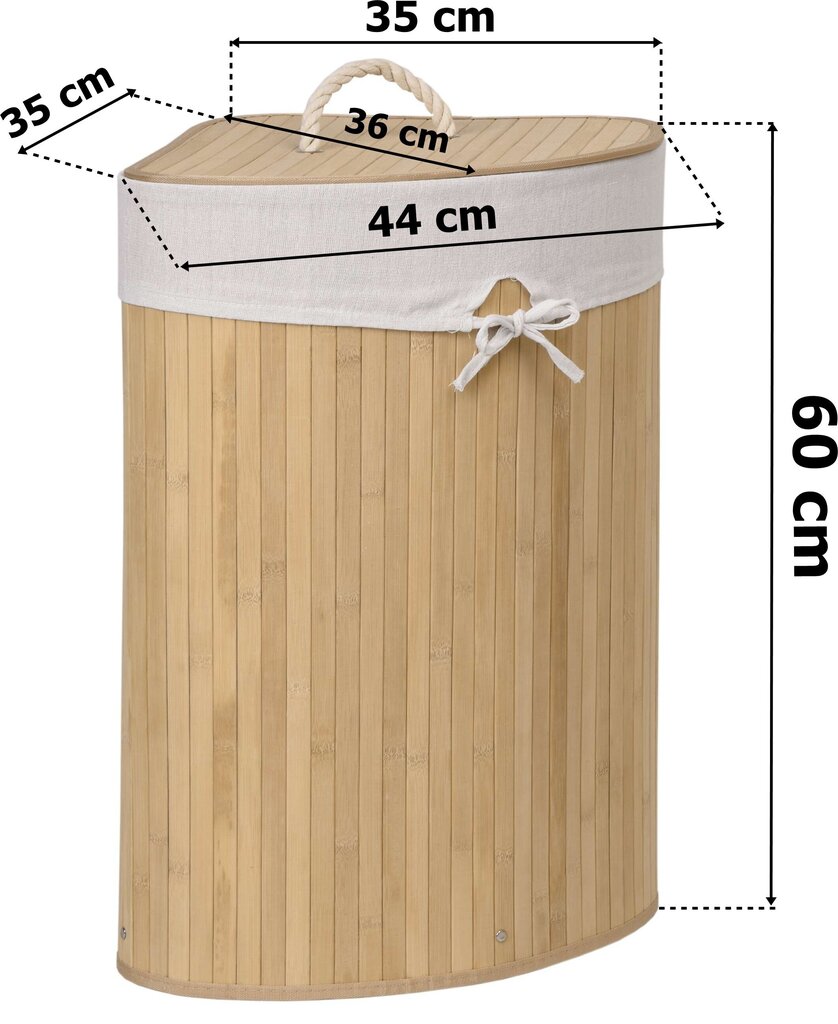 Bambuko skalbinių krepšelis, 60 L kaina ir informacija | Vonios kambario aksesuarai | pigu.lt