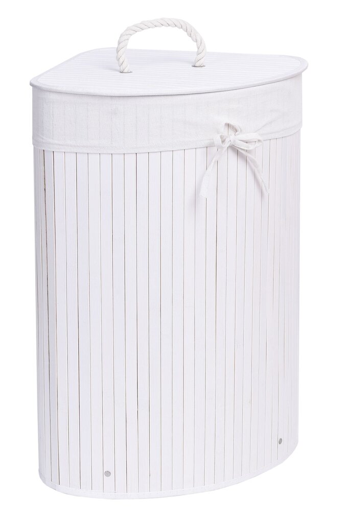 Kampinis skalbinių krepšelis 60 l, baltas kaina ir informacija | Vonios kambario aksesuarai | pigu.lt