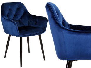 NEVADA VELVET tamsiai mėlynos spalvos aksominė kėdė kaina ir informacija | Virtuvės ir valgomojo kėdės | pigu.lt