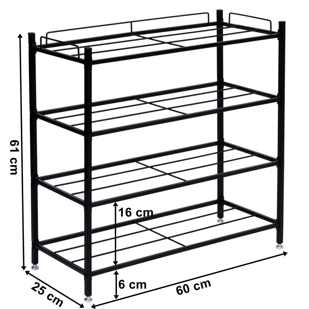 Batų lentyna Viena 4, juoda kaina ir informacija | Batų spintelės, lentynos ir suolai | pigu.lt