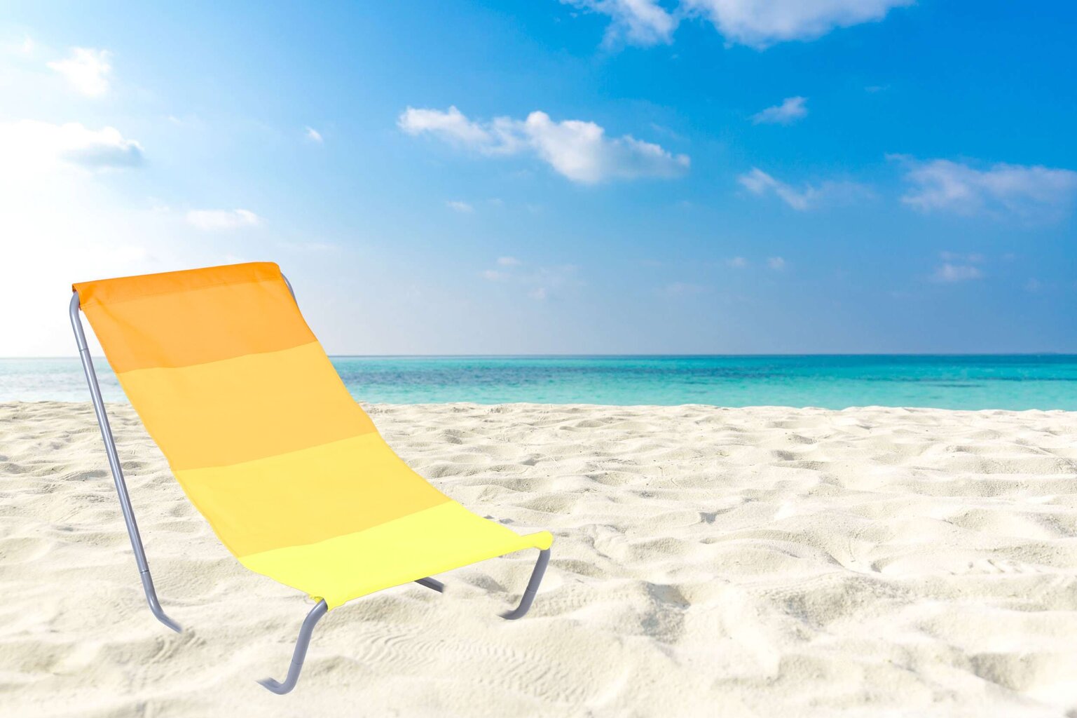 Sulankstomas turistinis paplūdimio šezlongas Olek – su geltonomis juostelėmis kaina ir informacija | Gultai | pigu.lt