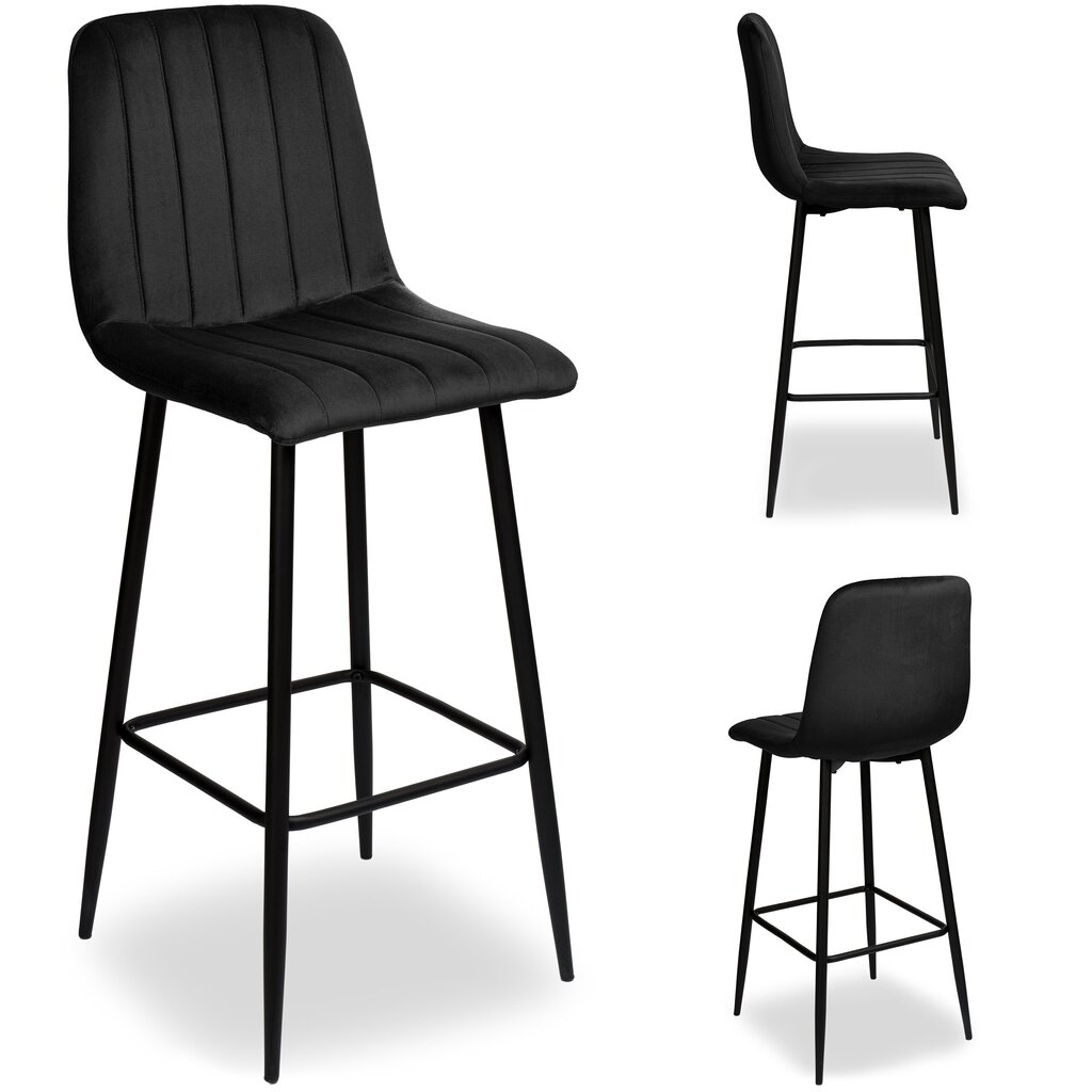 TORONTO VELVET juoda baro kėdutė kaina ir informacija | Virtuvės ir valgomojo kėdės | pigu.lt