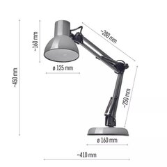Настольная лампа Lucas E27, темно-серая цена и информация | Настольные светильники | pigu.lt
