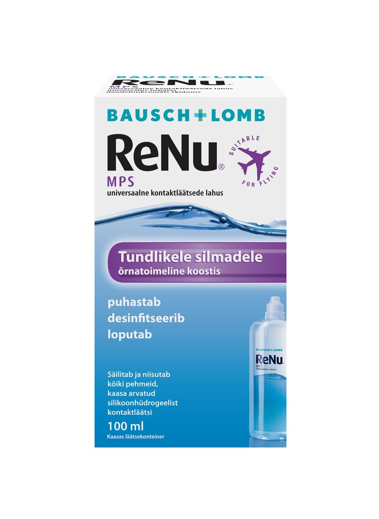 Kontaktinių lęšių skystis Bausch+Lomb ReNu MPS, 100 ml kaina ir informacija | Kontaktinių lęšių skysčiai | pigu.lt