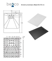 Dušo padėklas Besco Vexo, 80x100,120 cm kaina ir informacija | Dušo padėklai | pigu.lt