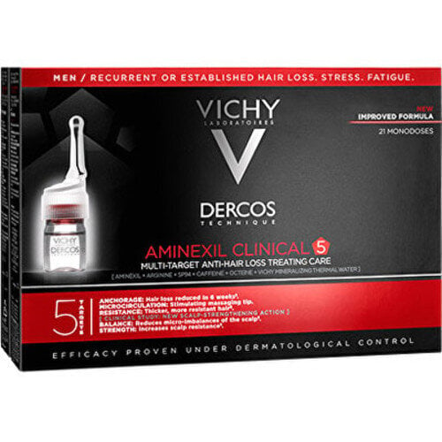 Priemonė nuo plaukų slinkimo vyrams Vichy Dercos Aminexil Clinical 5 , 12 x 6 ml цена и информация | Priemonės plaukų stiprinimui | pigu.lt