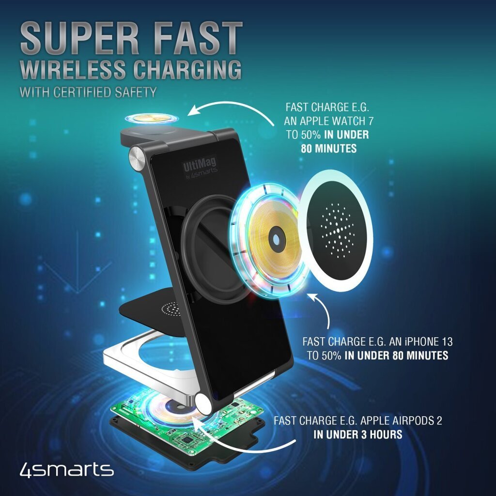 4smarts Wireless Charger UltiMag TrioFold kaina ir informacija | Krovikliai telefonams | pigu.lt