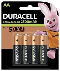 Duracell Rechargeable Accu Stay Charged 2500 мАч HR6 AA (LR6), 4 шт. цена и информация | Батарейки | pigu.lt