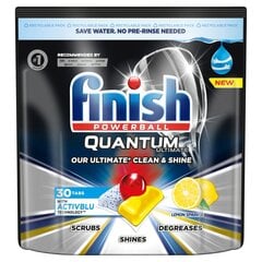 Таблетки для посудомоечной машины FINISH QUANTUM ULTIMATE, 30 шт., аромат лимона цена и информация | Средства для мытья посуды | pigu.lt