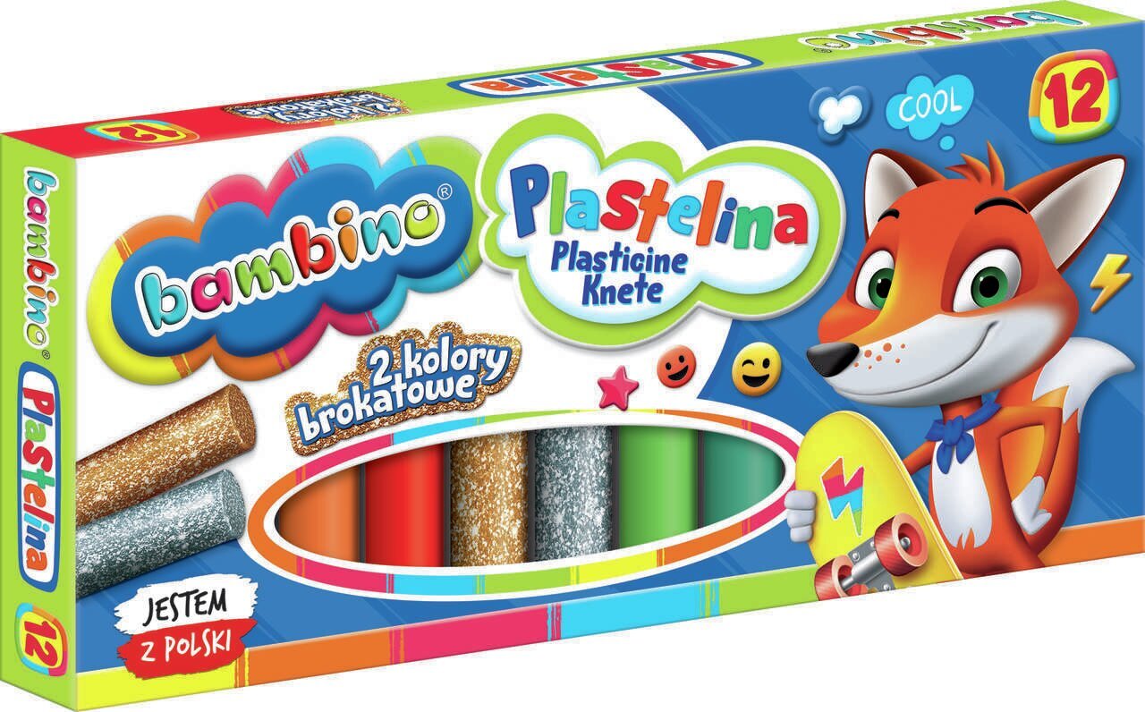 Bambino Klasikinis plastilinas 12 spalvų kaina ir informacija | Piešimo, tapybos, lipdymo reikmenys | pigu.lt