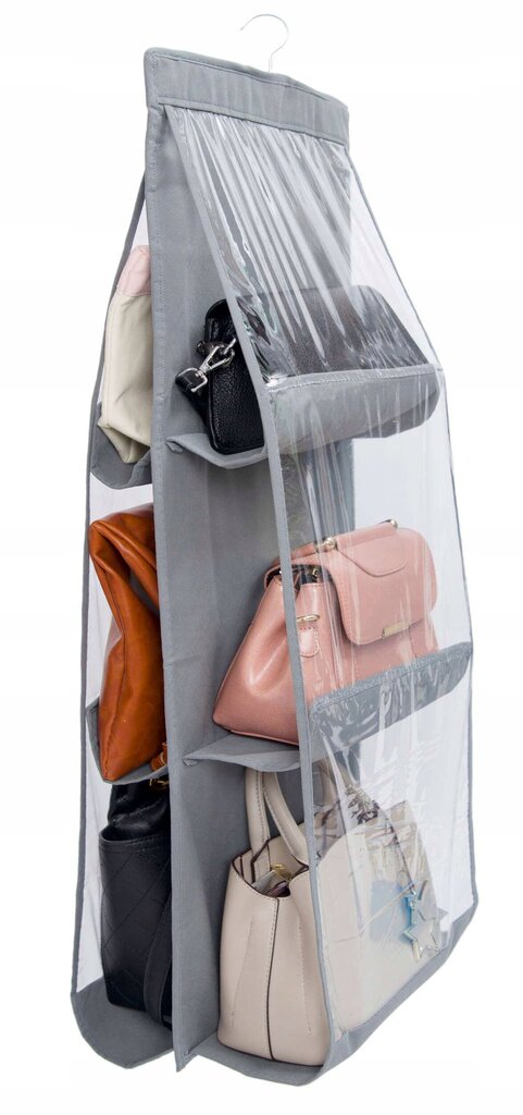 Kabantis daiktų/drabužių maišas su 6 skyriais Vitto pilkas цена и информация | Pakabos, maišai drabužiams | pigu.lt