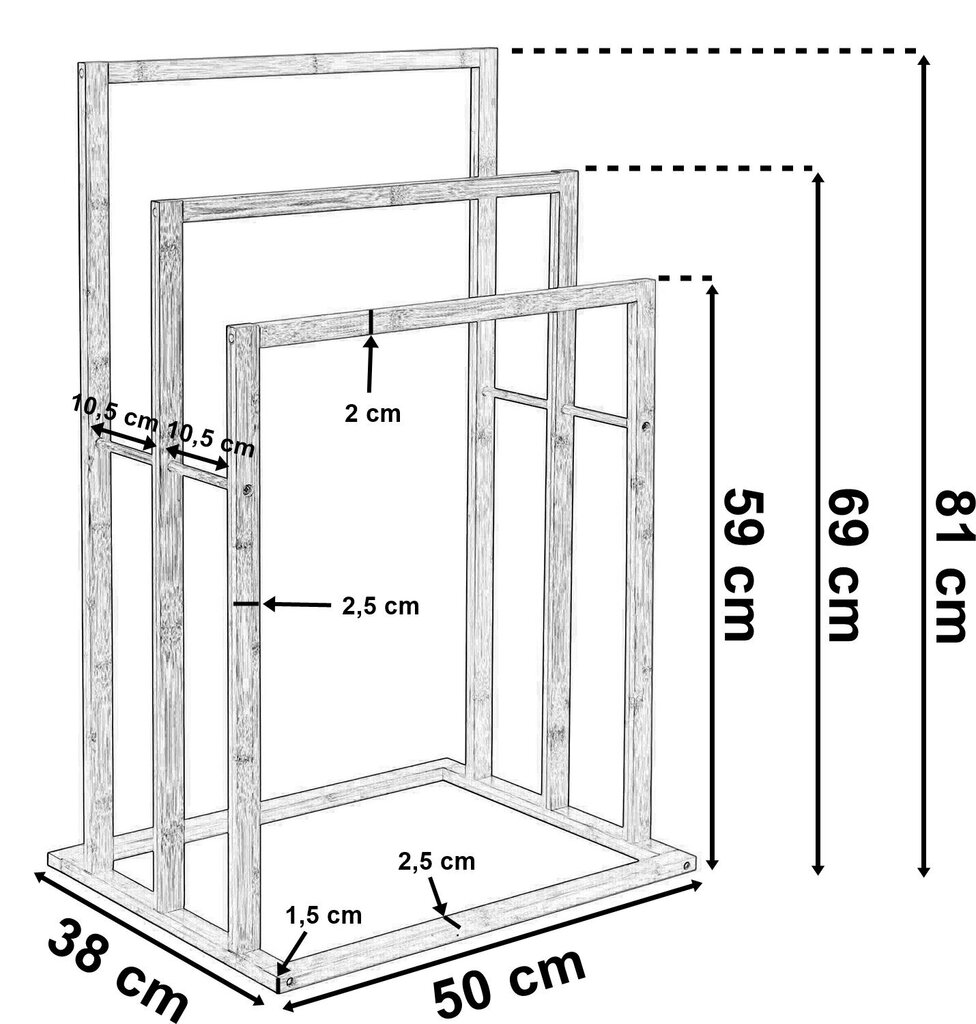 Rankšluosčių stovas Laos, bambukinis, 3 pakopų kaina ir informacija | Vonios kambario aksesuarai | pigu.lt