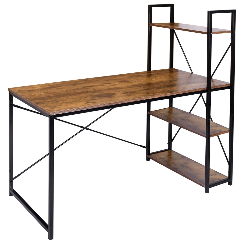 Rašomasis stalas su lentynomis ir prailginimu Trosa, rudas цена и информация | Kompiuteriniai, rašomieji stalai | pigu.lt