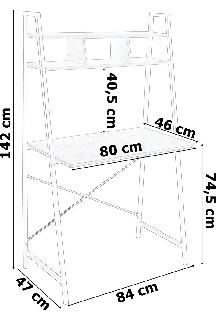 Rašomasis stalas su lentynomis Lofto Arvika kaina ir informacija | Kompiuteriniai, rašomieji stalai | pigu.lt