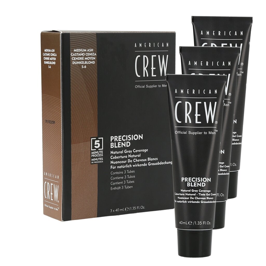 Plaukų dažai vyrams American Crew Blend Medium Ash 5-6 3*,40 ml kaina ir informacija | Plaukų dažai | pigu.lt