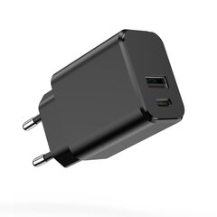 Зарядное устройство Setty charger 1x USB + USB-C 3A 20W black цена и информация | Зарядные устройства для телефонов | pigu.lt