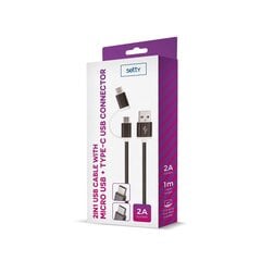 Setty 2in1, USB - microUSB + USB-C, 1 m kaina ir informacija | Laidai telefonams | pigu.lt