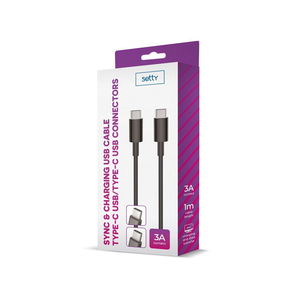 Setty, USB-C - USB-C, 1 m kaina ir informacija | Laidai telefonams | pigu.lt