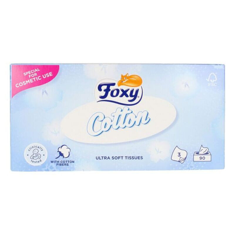 Popierinės servetėlės Facial Cotton Foxy, 90vnt kaina ir informacija | Vatos gaminiai, drėgnos servetėlės | pigu.lt