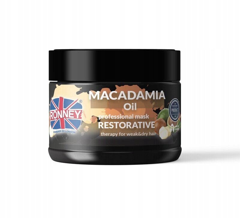 Atkuriamoji plaukų kaukė su makadamijos aliejumi RONNEY_Macadamia Oil Professional mask Restorative Therapy For Weak, Dry Hair 300ml kaina ir informacija | Priemonės plaukų stiprinimui | pigu.lt