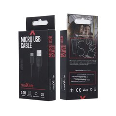 Кабель Maxlife cable USB - USB-C 0,2 м, 2A black цена и информация | Кабели для телефонов | pigu.lt