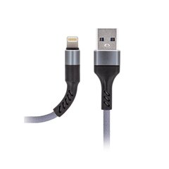 Кабель Maxlife MXUC-01 USB - Lightning, 1.0 м 2А, серый нейлон цена и информация | Кабели для телефонов | pigu.lt