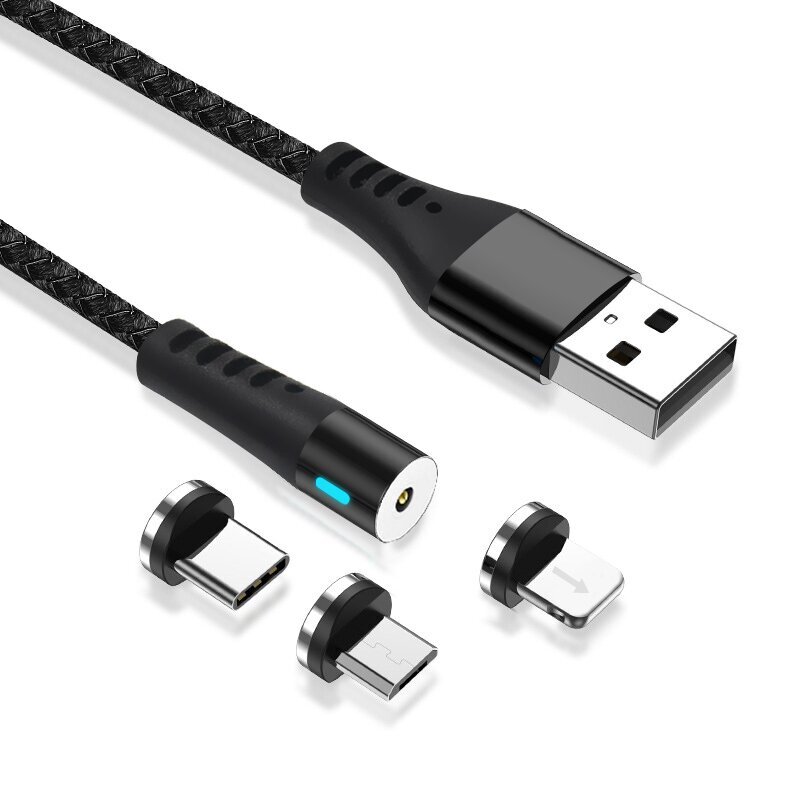 Maxlife MXUC-02 magnetic cable USB - Lightning + USB-C + microUSB, 1,0 m kaina ir informacija | Laidai telefonams | pigu.lt