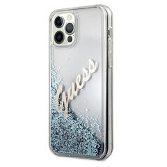 Guess чехол для iPhone 12 Pro Max 6,7" GUHCP12LGLVSBL blue hard чехол Glitter Vintage Script цена и информация | Чехлы для телефонов | pigu.lt