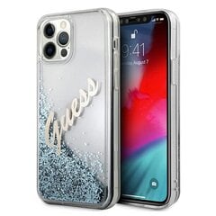 Guess чехол для iPhone 12 Pro Max 6,7" GUHCP12LGLVSBL blue hard чехол Glitter Vintage Script цена и информация | Чехлы для телефонов | pigu.lt