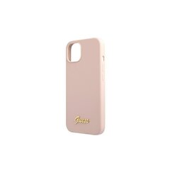 Чехол Guess для iPhone 13 6,1" GUHMP13MLSLMGLP light pink hard case Silicone Script Gold Logo Magsafe цена и информация | Чехлы для телефонов | pigu.lt