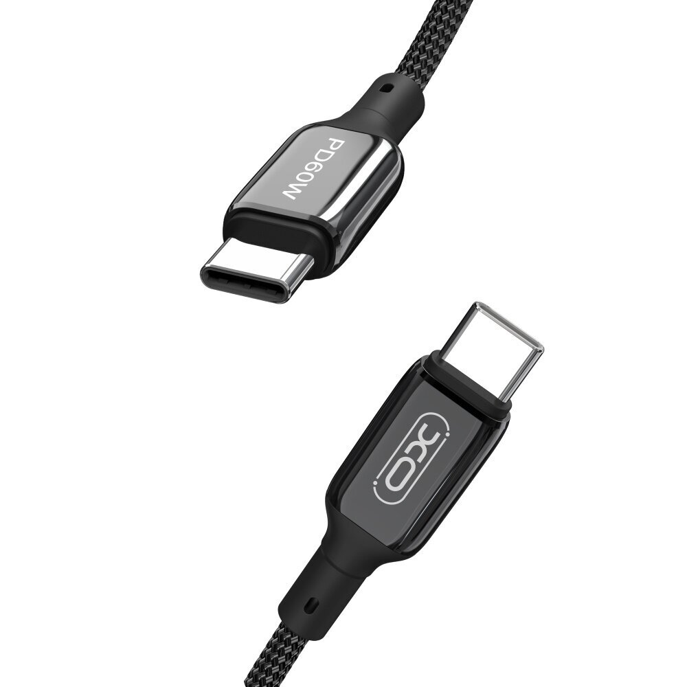 XO cable NB-Q180B USB-C - USB-C 1,0m 60W black kaina ir informacija | Laidai telefonams | pigu.lt