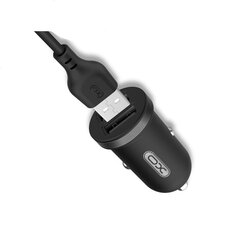 XO TZ08 car charger 2x USB 2,1A black + microUSB cable цена и информация | Зарядные устройства для телефонов | pigu.lt