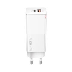 Forever Core PD+ QC 3.0 GaN charger 1x USB 1x USB-C 65W white kaina ir informacija | Krovikliai telefonams | pigu.lt